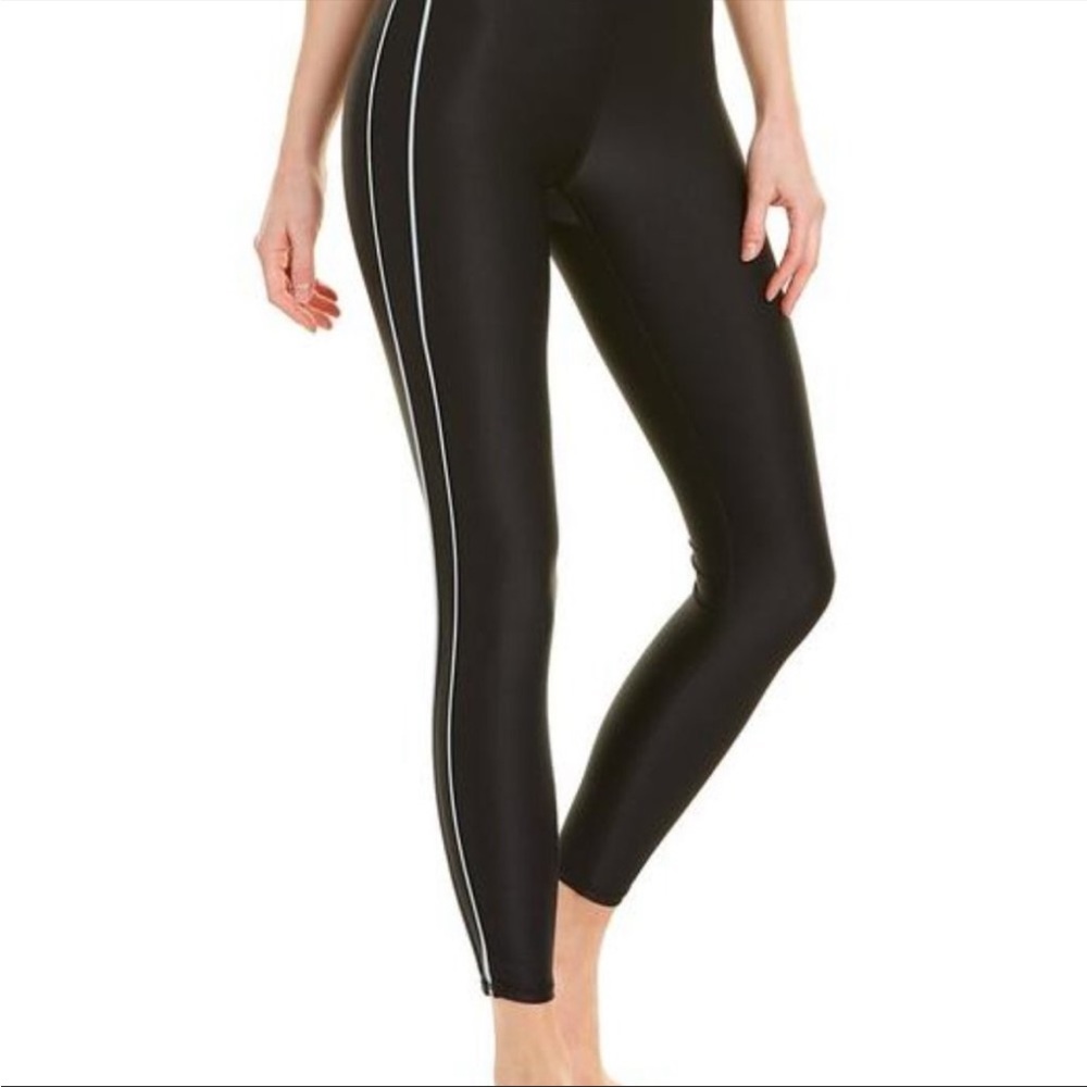 Like New Terez Piped Leggings in black with Silver Stripe